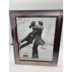 Burnes Of Boston 8x10 Photo Frame Silver Embossed Metal Front Wood Back See Pics